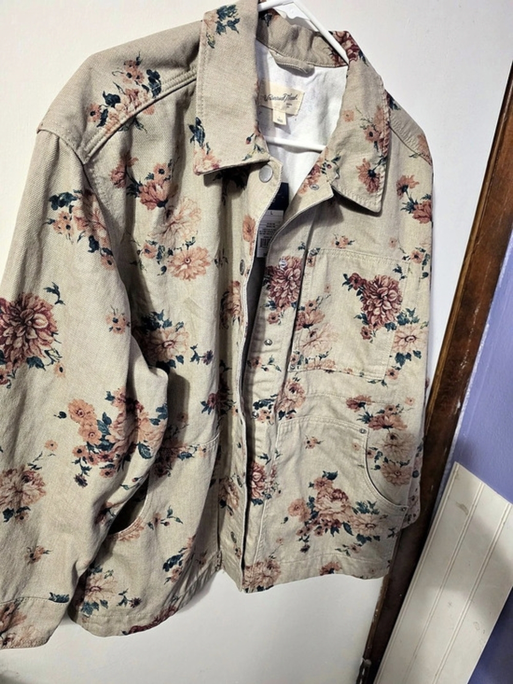 Women's Western Chore Coat - Khaki Floral Large NWT